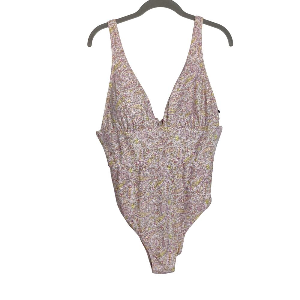 J. Crew Womens Sz 12 Eco Plunge V Neck Swimsuit One Piece Beach Paisley Recycled